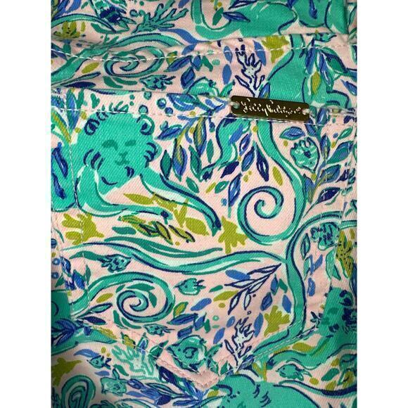 Lilly Pulitzer South Ocean Skinny Crop Jean in Melon Fig Tint Monkey Sea Size 4 - Picture 5 of 6